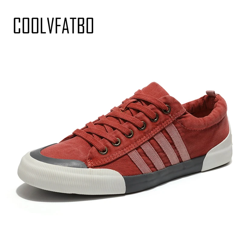 

COOLVFATBO Men Canvas Shoes 2019 Fashion Men Vulcanized Shoes Lace-up White Casual Shoes Men Sneakers tenis masculino zapatillas