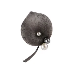 Элегантная жемчужная брошь в форме листа лотоса, булавки, древние серебряные листья, безопасная Брошь-заколка броши для шарфов для женщин, украшения для одежды, ювелирные изделия