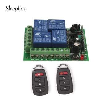 

Sleeplion 12V 4CH Channel Relay ON/OFF RF Wireless Remote Control Switch 2 Transmitter+Receiver 315MHz 433MHz