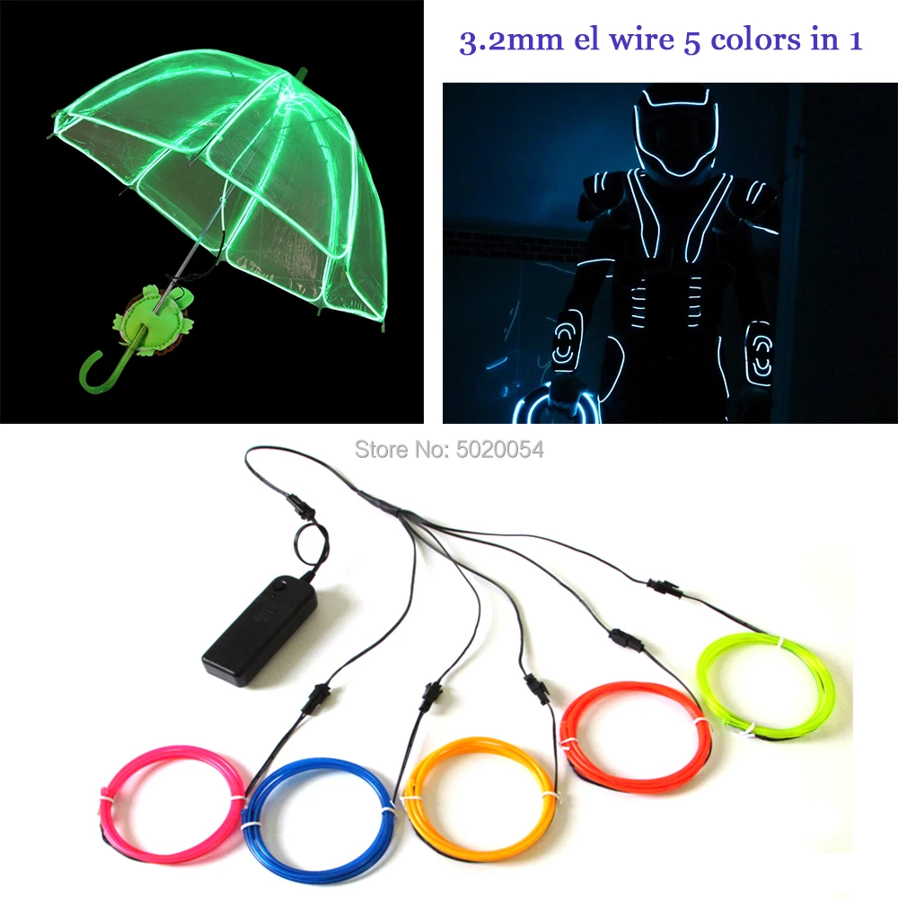 

Stage Costume DIY Material 3.2mm Flexible Neon Light Cable Glow EL Wire Cable Led Neon Lamp With 3V Controller
