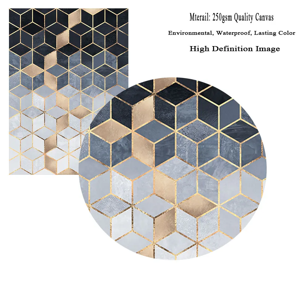 Скандинавские абстрактные геометрические куб холст живопись золотая линия художественные плакаты и принты настенные картины для гостиной дома декоративные