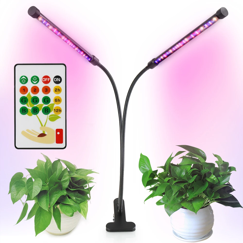 Smart LED Grow Light with Remote Control Dual Head 360degree Flexible