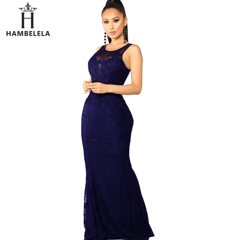 HAMBELELA Elegant Floral Lace Party Dress Women Sexy Black Lace Maxi Dress Lady Long Lace Evening Gown For Wedding Party Dress (2)
