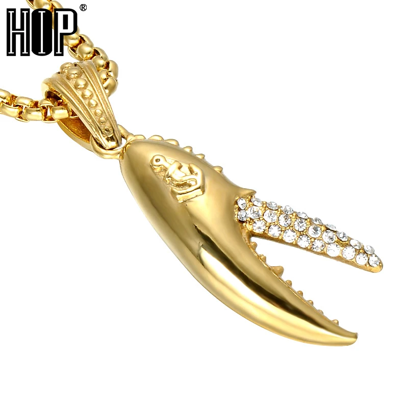 

HIP Hop Bling Iced Lobster Pliers Men Charm Necklaces Pendant Gold Color 316L Stainless Steel Necklace For Men Jewelry