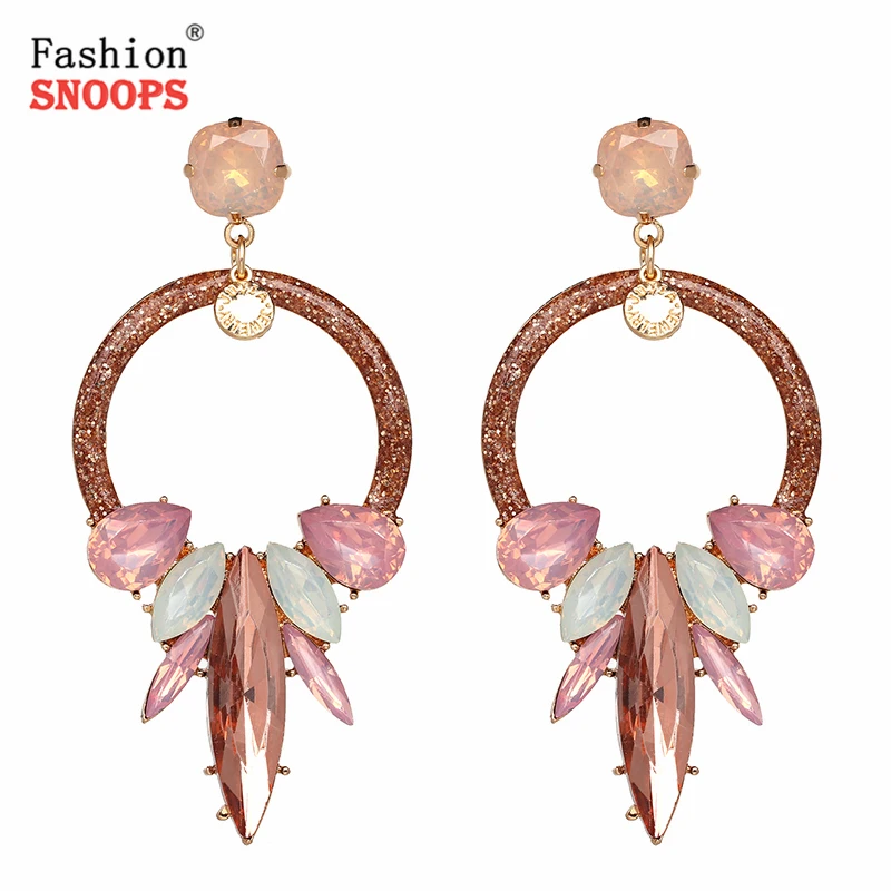 

2019 Boho Wedding Drop Dangle Earrings Colorful Crystal Beads Earrings New Statement Earring Jewelry