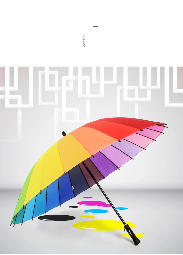 NELLO зонтик от дождя дождь Женский Бренд 24K ветрозащитные Длинные зонтики прочная оправа водонепроницаемые Модные Красочные Paraguas