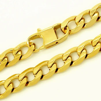 

Masculine Choker Gold Color Necklace Stainless Steel 8 MM 20''-36'' Inches Men Women Fashion Jewelry Curb Cuban Chain