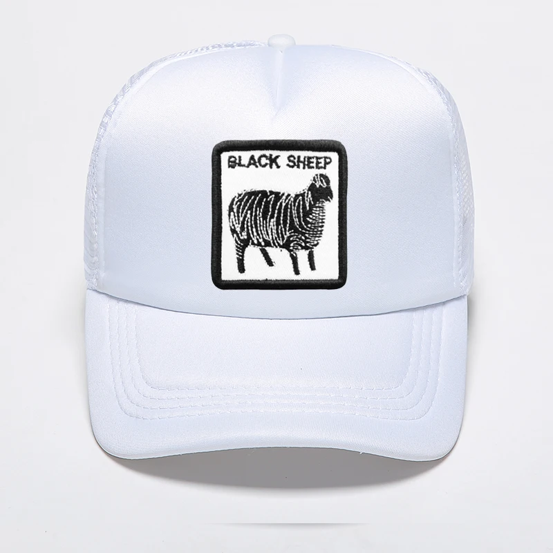 

Animal Black Sheep Pattern Printing Baseball Caps Multi Colors Patchwork Caps Adjustable Bone Breathable Mesh Snapback Trucker