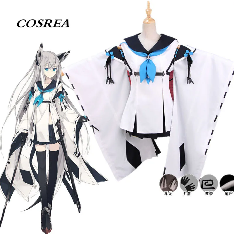 

COSREA Game Azur Lane Kawakaze Cosplay Costume White Combats Sailor Suit Kimono Costumes Halloween Party For Adult Woman Girl