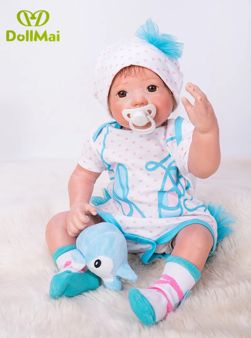 50 см силиконовые куклы Reborn DOLLMAI 20 &quotсиний костюм мальчик мягкое тело высокое