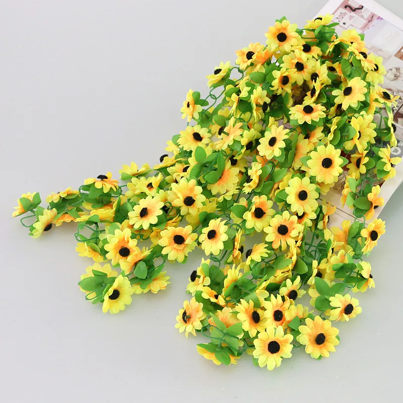 Flone Artificial Flowers Green Leaf Flower Rattan Simulation Chrysanthemum Flower Vines Wedding Party Home Decor Supplies  (5)