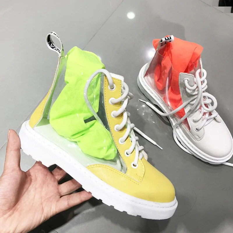 

COOTELILI Transparent Shoes PVC Women Boots Flat Ankle Boots For Women 2018 Autumn New Fashion Rubber Boots Women Plus Size35-40