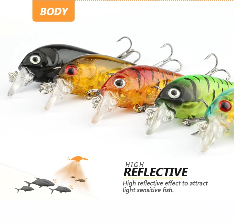 DONQL 5pcs 4g 4.5cm Minnow Fishing Lure Kit Wobbler Bait Set Crankbait Fishing Lures With Box Treble Hooks Fishing Tackle       (9)