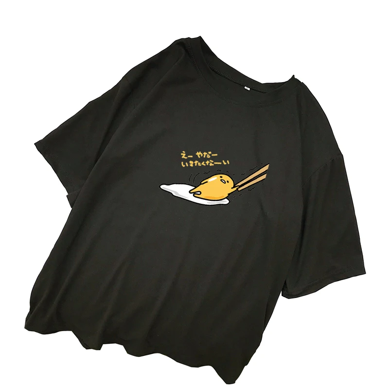 Новая футболка для женщин Kawaii Мультфильм Gudetama печати Топы Harajuku Лето короткий рукав Повседневная Свободная Корейская одежда Camiseta Mujer