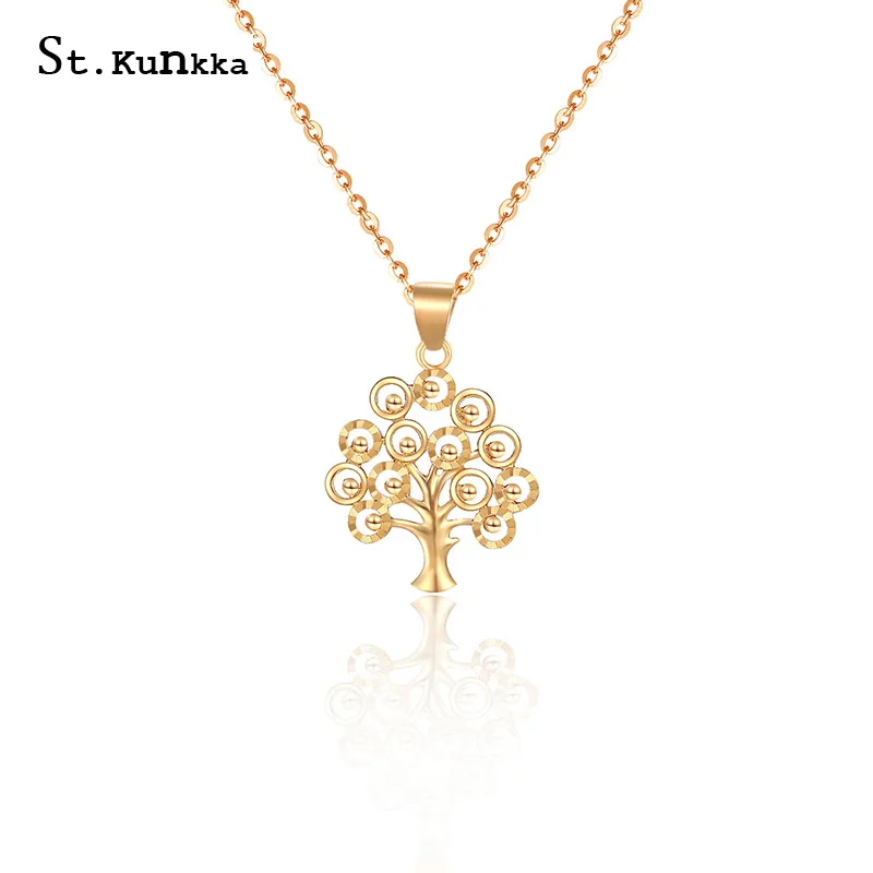 

St.kunkka Statement Necklaces Pendants Woman Hollow Bib Chokers Collar Water Wave Chain 24K Yellow Gold Filled Chunky Jewelry