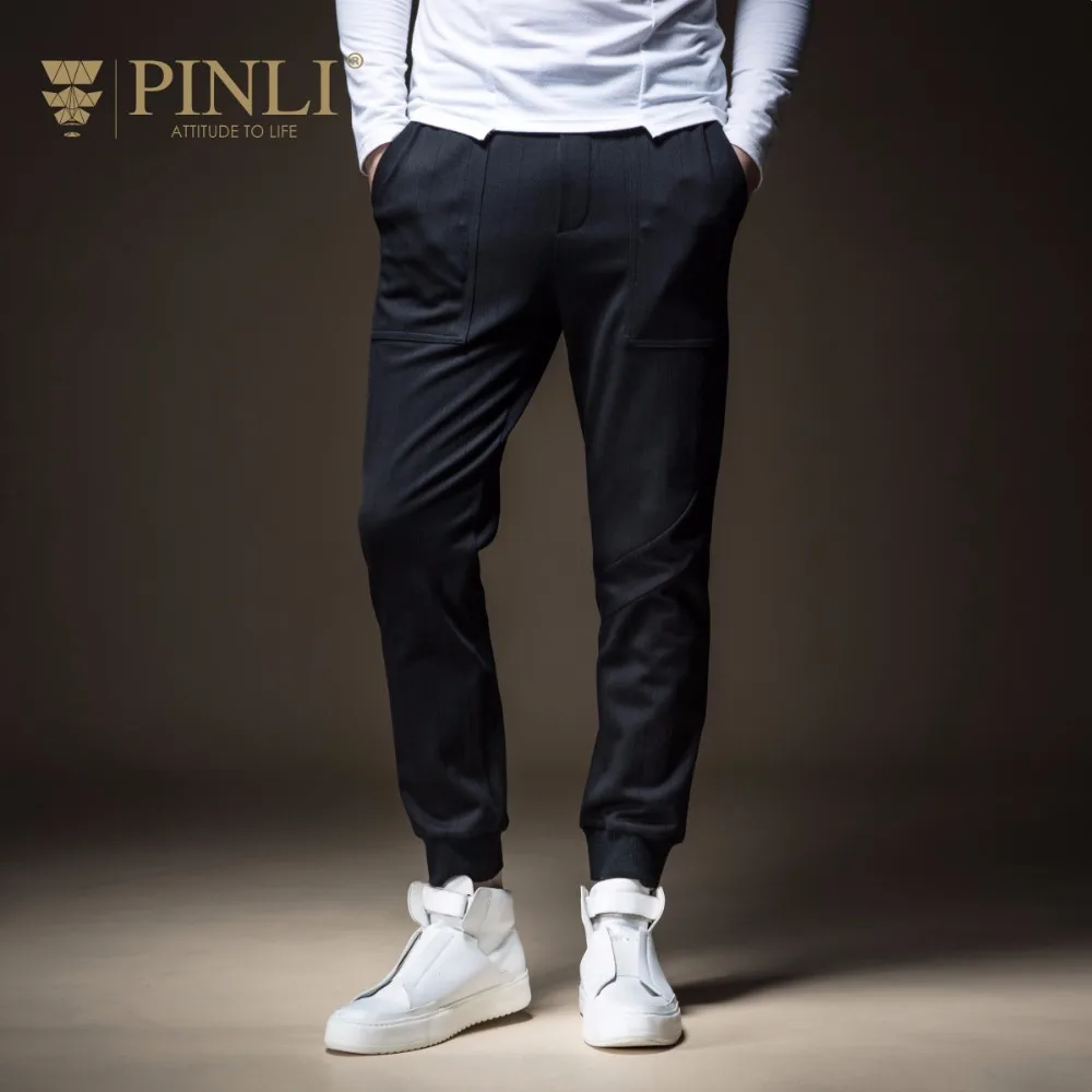 2019 Тощий Середина ограниченные брюки Для мужчин распродажа эластичный пояс Jogger Pinli Pin Li осень Для Мужчин's Однотонная одежда тонкий