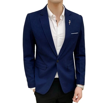 

Blue men suit blazer autumn new mens suit jacket high quality business casual coat men