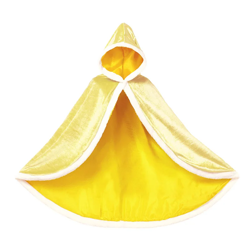 YOFEEL/нарядный костюм принцессы Белль для девочек; маскарадный костюм Авроры, Золушки, Беллы, красавицы и чудовища, Спящей красавицы; нарядные платья - Цвет: Yellow Cape Only