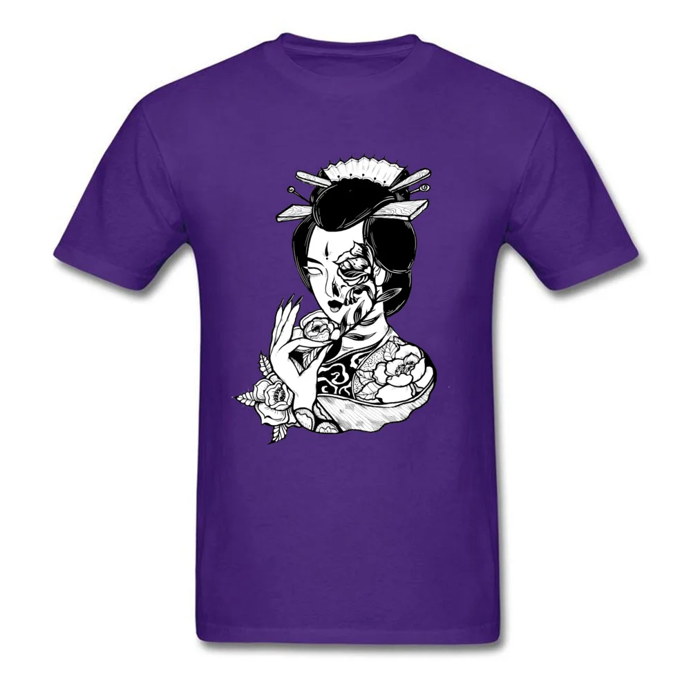 Custom Geisha004 T Shirt for Men Latest Fall O Neck Pure Cotton Short Sleeve T-Shirt Casual T-shirts Free Shipping Geisha004 purple