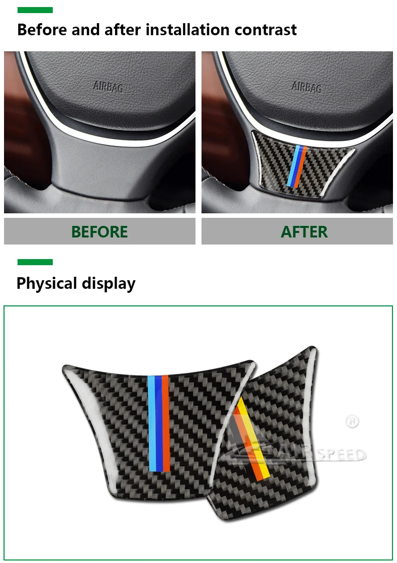 for BMW F10 F11 F07 5 Series Carbon Fiber Car Steering Wheel Stickers M Sport 530 525 520i 535i Accessories Car Styling (3)