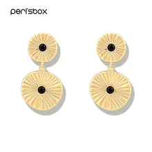 Peri'sBox золотистые Двойные серьги-гвоздики диски для женщин минималистичные черные сережки со стразами золотые большие серьги-гвоздики оптом