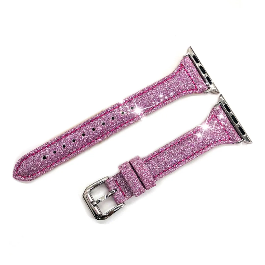 Glitter Bracelet Belt Genuine Leather Band for Apple Watch 42MM 38MM Replacement Strap for iWatch 3 2 1 Wristband