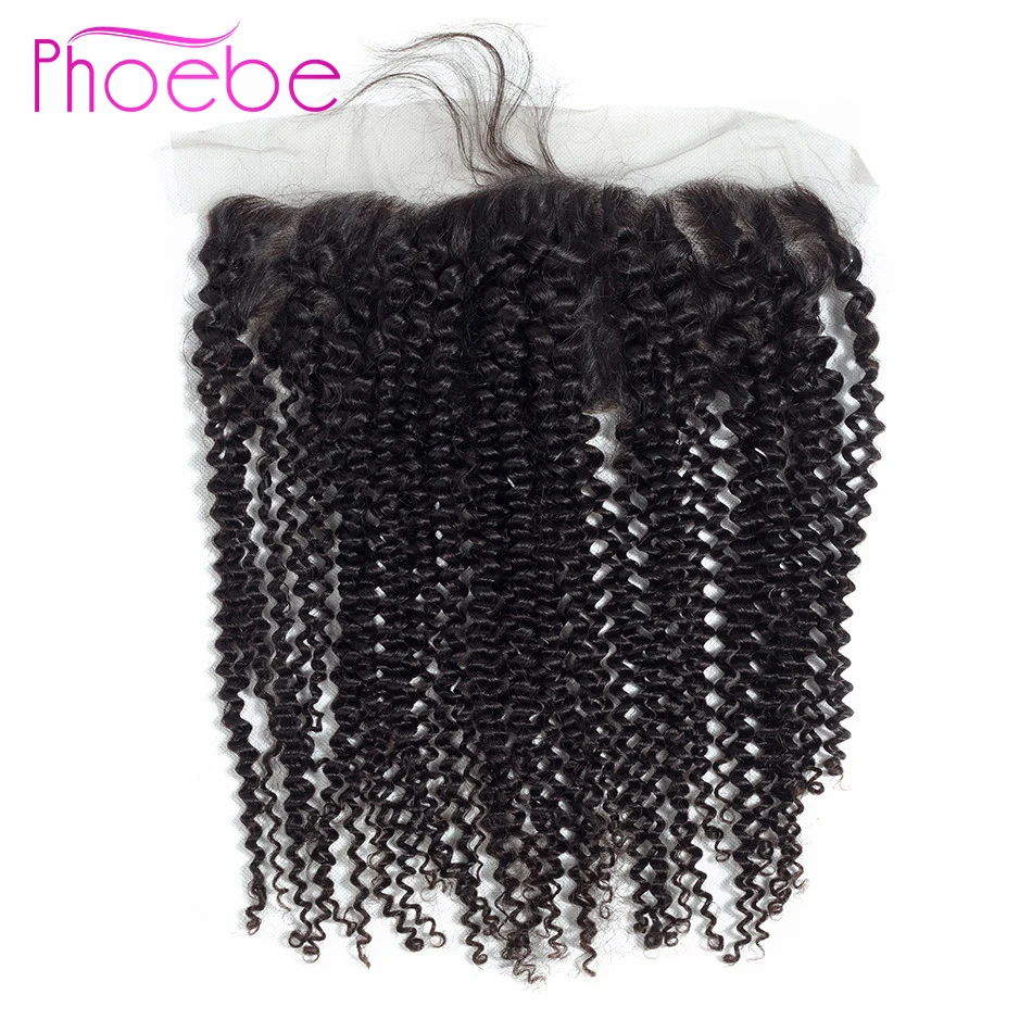 

Phoebe Hair Brazilian Kinly Curly Wave Hair Lace Frontal Closure Free Part Non Remy Human Hair Ear to Ear Frontal Natural Color