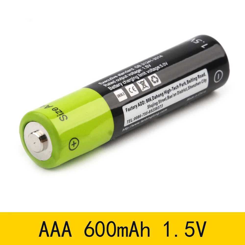 

ZNTER 4PCS Mirco USB Rechargeable Battery AAA Battery 600mAh AAA 1.5V Toys Remote controller batteries Lithium Polymer Battery