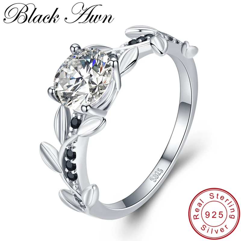 [BLACK AWN] 925 пробы Серебряное кольцо на палец, модные свадебные кольца для женщин, женские ювелирные изделия из стерлингового серебра Bague G079