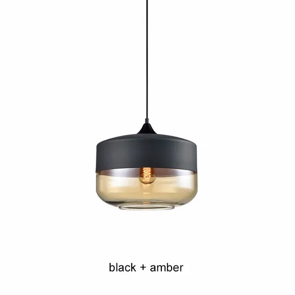 Стекло современный открытый подвесные светильники для обеденная Ресторан Бар черный, белый цвет подвесной светильник кухня светильни - Цвет корпуса: black amber D