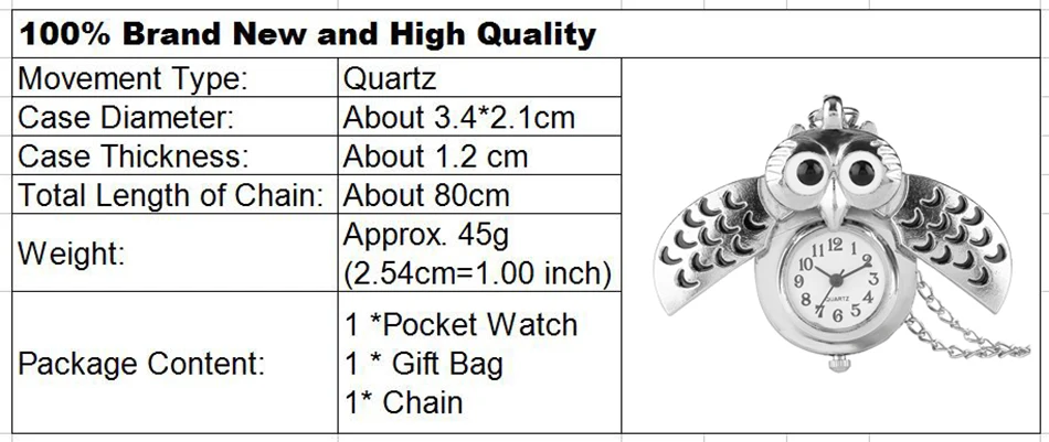 Women Quartz Pocket Watch  Owl Silver Clock Smooth Dial  New Vintage Retro Pendant Exquisite Fob watch YISUYA relogios criativos (3)