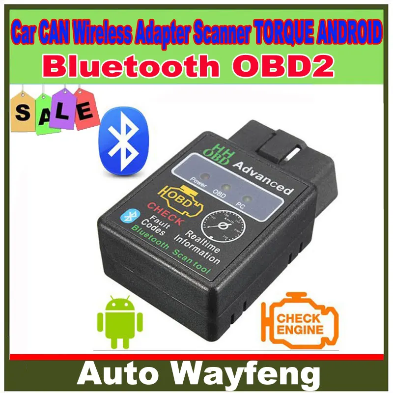 2015 HH OBD MINI ELM327 v1.5 Black Bluetooth OBD2 Car CAN Wireless Adapter Scanner TORQUE ANDROID Free Shipping 