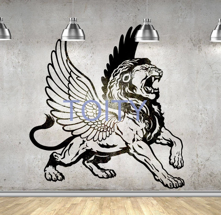 Wall Sticker Mural Decal Vinyl Decor Griffin Mythical Creature Beast Lion Wings 