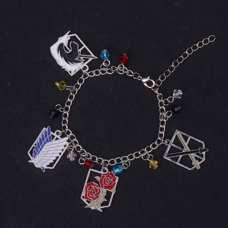 Latest Anime Jewelry Attack Titan Charm Bracelet Handmade Flower