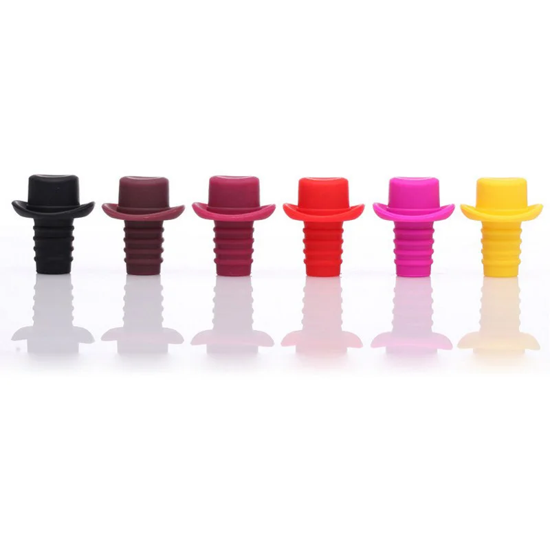5pcs Wine Stopper Cork Wine Bottle Stoppers Silicone Plugs Wine Accessories Champagne Plug Small Hat Beer Red Wine Bottle Cap  (4)