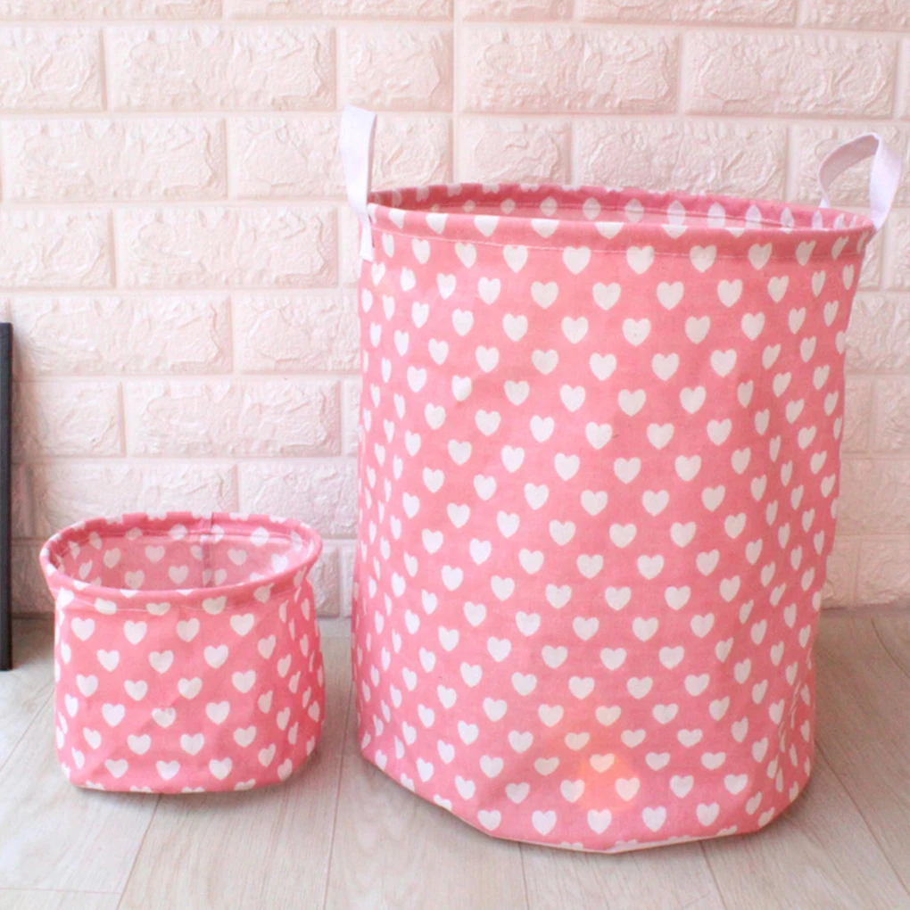  Heart Space-Saving Storage Bags Cotton Linen Desktop Small Cute Table Sundries Basket Waterproof Je