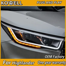 KOWELL автомобильный Стайлинг для новые Highlander фары Toyota Kluger светодиодный фары DRL Биксеноновые линзы высокий низкий пучок парковочный туман