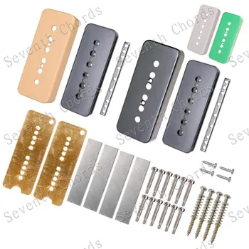

A Set Guitar Humbucker Pickup Kits Producing Accessories Brass Coverand Baseplate & Silver Pole screws for electric guitar