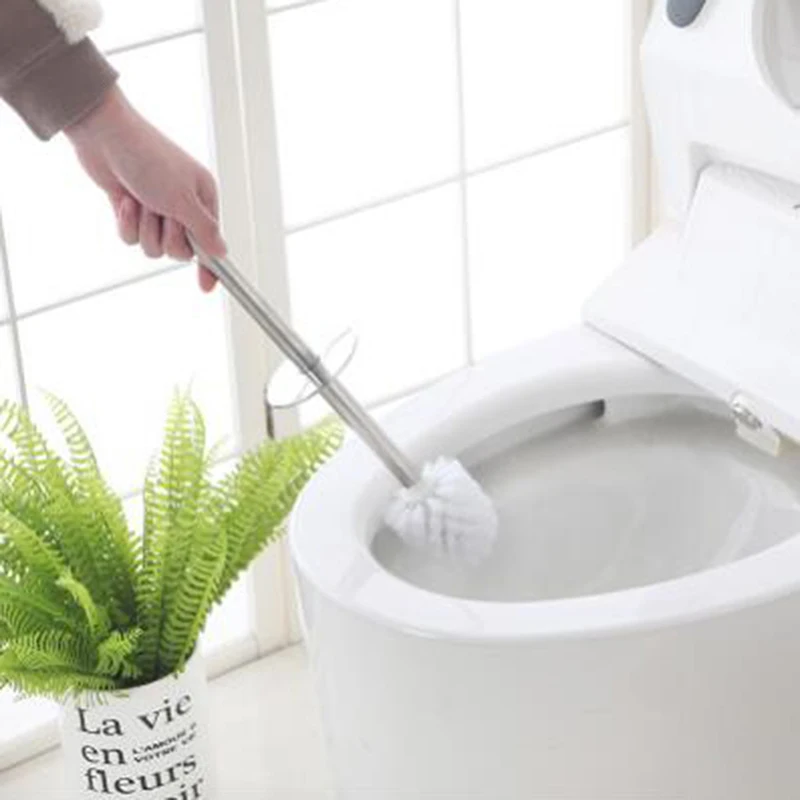 Stainless Steel Bathroom Cleaning Toilet Brushes Steel Handle With Base