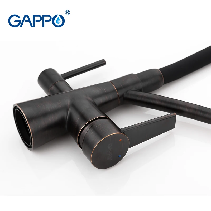 Gappo kitchen sink faucet 3 way water filter tap black brass kitchen mixer  Kitchen Put Out Faucet  Kitchen Crane Brass mixer