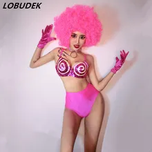 Праздничные вечерние костюмы для сцены женские костюмы для ночного клуба бар певица команды танцевальные костюмы для выступлений красная роза блестки Бюстгальтер Сексуальная одежда для сцены