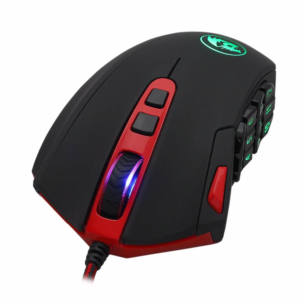 Redragon M901 игровой Мышь Высокая точность 24000 Точек на дюйм 18 программируемых кнопки большой лазерной Gamer мышей с веса светодио дный подсветкой для ПК