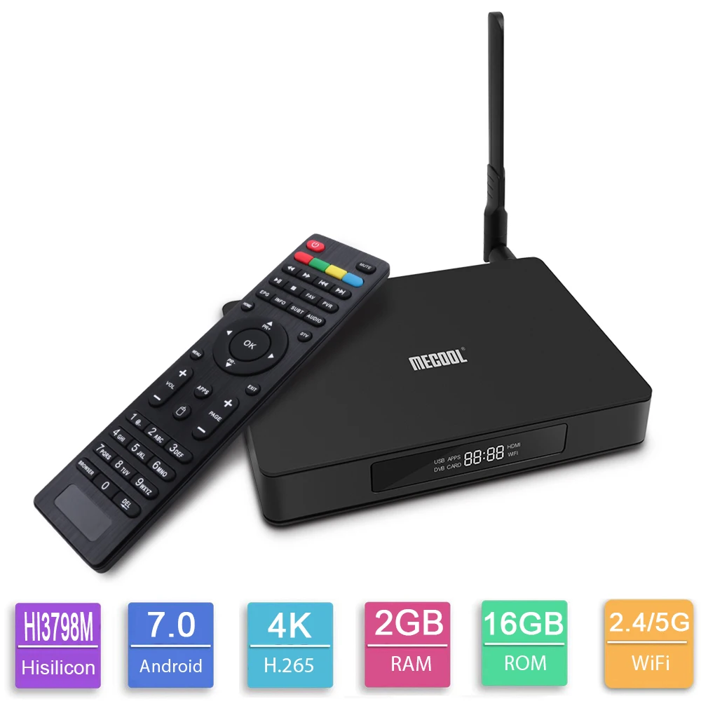 ТВ приставка Mecool K6 DVB T2 Android Hisilicon Hi3798M 2 Гб 16 S2 64 бит 4K 4/5 ГГц двойной Wifi BT4.1 USB3.0 Sep Top