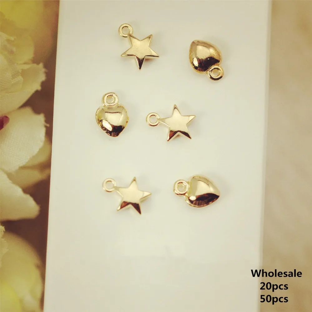 

20pcs Stereoscopic Mini Pentagram/Heart Charms Bijoux For Women Handmade Necklace Bracelet Earring Headwear DIY Jewelry Findings