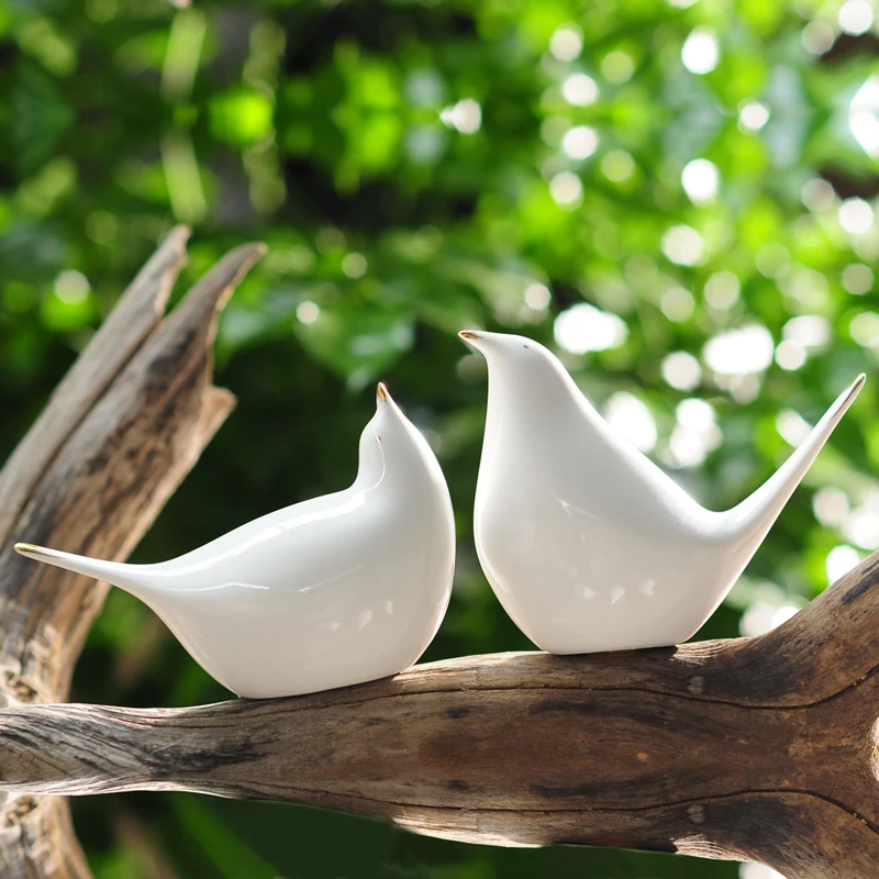 Handmade White Porcelain Bird Ornaments Showcase Decorations Ceramic Handmade White Porcelain Bird Ornaments Showcase Decorations Ceramic Finches Figurines Desktop Modern Home
