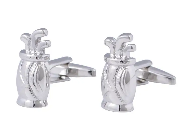 

20pairs/lot Silver Golf Bag Cufflinks Copper Made Cuff links Shirt Cufflinks Buttons Studs Men's Gift Fashion Jewelry Accessory