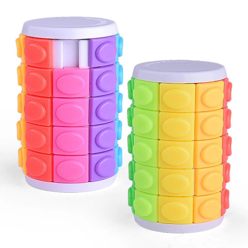 5th Order 3D Rotate And Slide Stress Cube Puzzle Toy Rainbow Color Cylinder Sliding Puzzle For Autism And Stop Stress