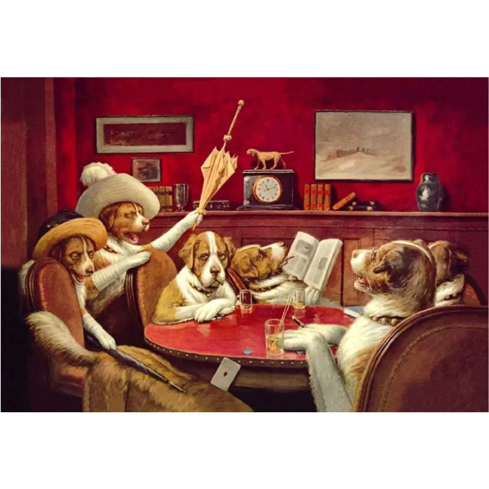Handmade Oil Paintings Dogs Playing Poker By Cassius Marcellus Coolidge