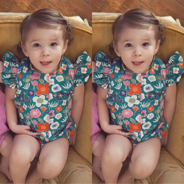 2017 Summer Baby Girl Clothes Fly Sleeves Newborn Kids Big Bow