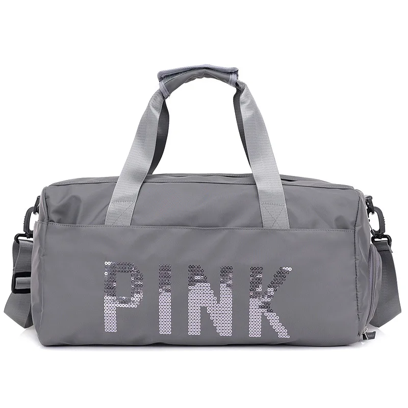 Ladies Travel Bag Pink Sequins Shoulder Bag Women Handbag Ladies Weekend Portable Duffel Bag Waterproof Wash Fashion 2018